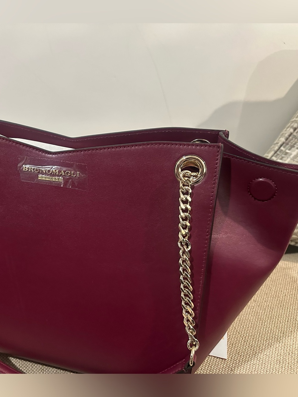 BRUNO MAGLI Leather Chain Expandable Tote Bag - Picture 3 of 16
